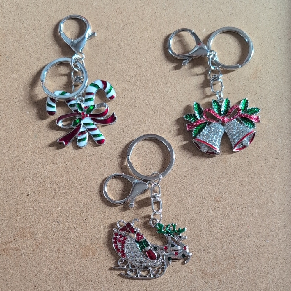 Festive Holiday Keychains Set